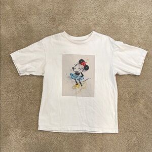 Uniqlo White Graphic Tee with Cartoon Design